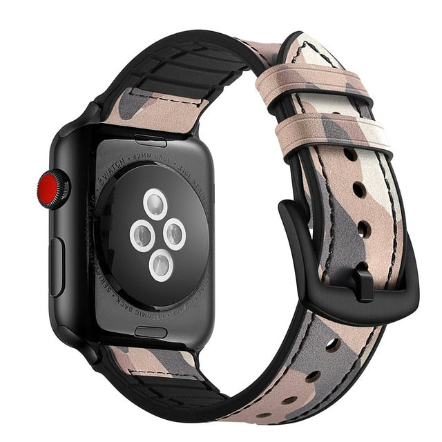 Apple watch leather strap with silicone base. - StrapMeister