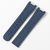Blue strap, white stitch without clasp nor  buckle Omega Aqua terra rubber strap - StrapMeister