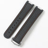 Black strap, orange stitch with silver clasp Omega Aqua terra rubber strap - StrapMeister