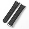 Black strap, black stitch with silver clasp Omega Aqua terra rubber strap - StrapMeister