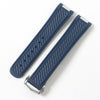 Blue strap, Blue stitch with silver clasp Omega Aqua terra rubber strap - StrapMeister
