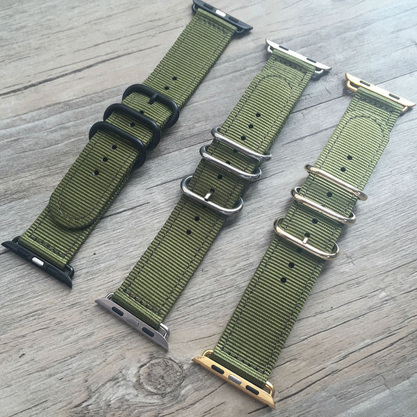 Apple/Iwatch olive green Zulu strap - StrapMeister