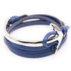 Half curve Anchor blue leather bracelet - StrapMeister