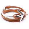 Half curve Anchor brown leather bracelet - StrapMeister