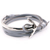 Half curve Anchor grey leather bracelet - StrapMeister