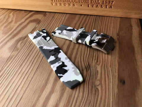 Quality & Cheap Audemars Piguet White Camo rubber strap. - StrapMeister